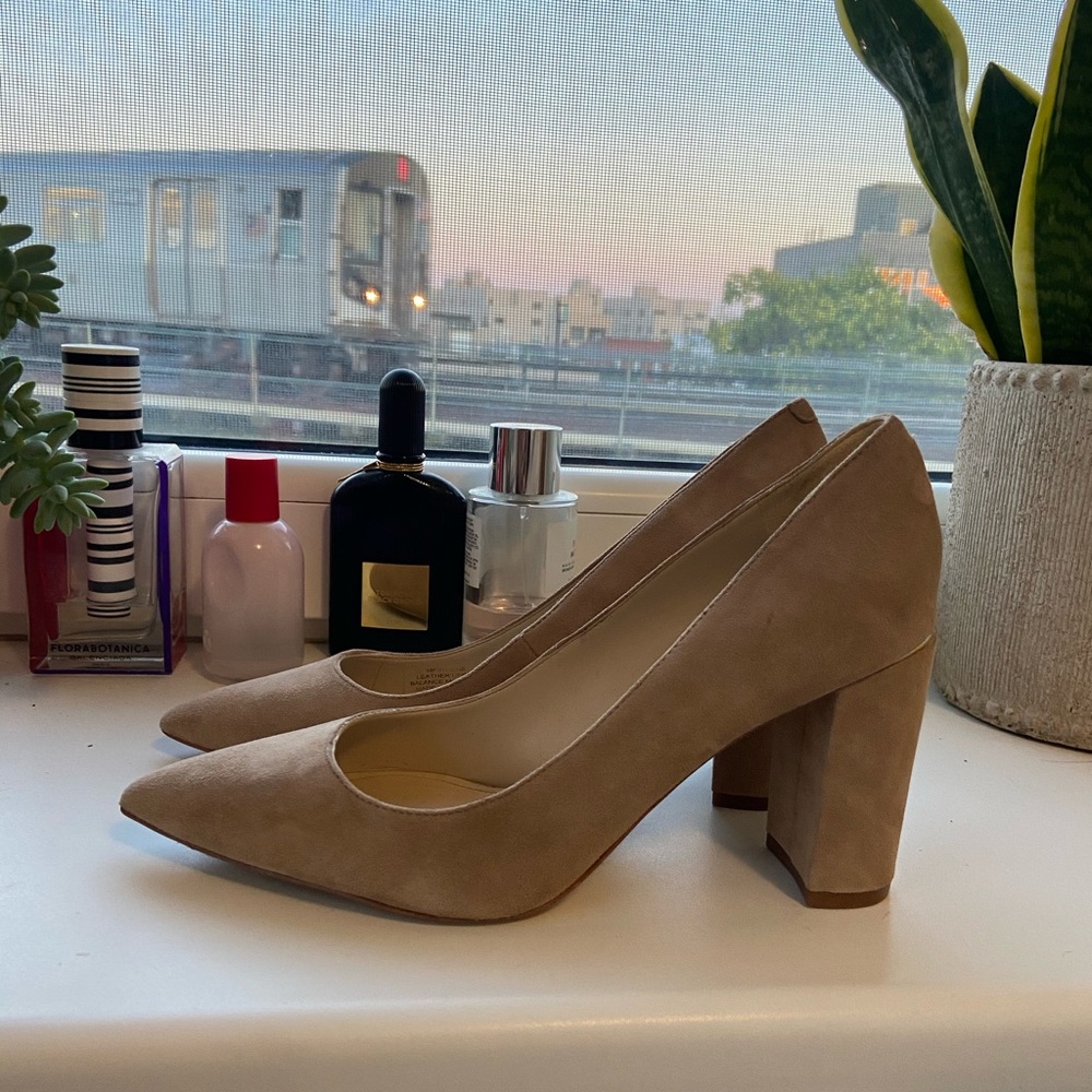 Marc Fisher Nude Vivienne Suede Heels